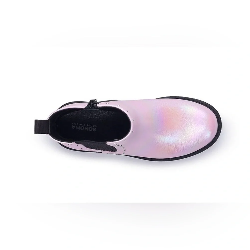 🌸 Sonoma Girls Dazzle Pink Iridescent Chelsea Boots Size 5 NWT
